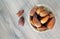 Fresh fruit dates in a basket bowl