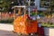 Fresh fruit juices, lemonade vendor stand, Essaouira, Morocco. With selective focus