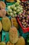 Fresh fruit market with mango, mangosteen and pineapple in Bali