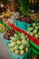 Fresh fruit market with mango, mangosteen and pineapple in Bali