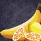 Fresh fruit orange lemon and banana food healthy