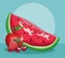 Fresh fruit red apple strawberry cherry slice watermelon food healthy