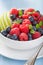 Fresh fruit salad with raspberry blueberry apple