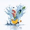 Fresh fruit water with Apples and Oranges. Generative AI