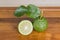 Fresh fruits bergamot on wood table