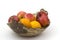 Fresh fruits in a clay bowl - oranges and apples