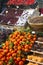 Fresh fruits and nuts on farmer agricultural market