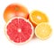 Fresh fruits orange lemon grapefruit in cut