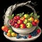 Fresh fruits platting in artistic, a painting, wallart design, food, printable, no background