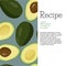 Fresh fruits recipe template. Avocado background with text area.