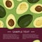 Fresh fruits recipe template. Avocado background with text area.