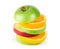 Fresh fruits. Stack of apple and orange slices