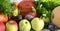 fresh fruits and vegetables, pumpkins, apples, greens, plums, au