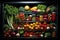 fresh fruits and vegetables in refrigerator drawers