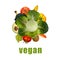 Fresh fruits and vegetables vegan eating