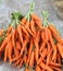 Fresh garden carrots on market.