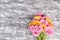 Fresh Gerbera Flowers on Wooden Background