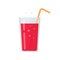 Fresh glass of fruit juice or smoothie vector illustration, flat cartoon beverage cocktail icon isolated on white