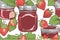 Fresh glass jar filled with strawberry jam
