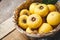 Fresh Gold apple fruit-Diospyros decandra fruit on the wood background