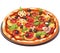 Fresh gourmet pizza with mozzarella and salami