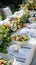 A fresh, gourmet salad graces an elegant outdoor dining setup.. AI Generated