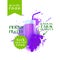 Fresh Grape Juice Logo Natural Food Farm Products Label Over Paint Splash Background