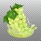 Fresh Grape and juice splash. Fruit 3d realistic vector on transparent background