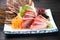 Fresh greater amberjack sashimi plate