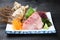 Fresh greater amberjack sashimi plate