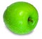 A fresh green apple with water drops over white