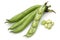 Fresh green broad bean isolated on white