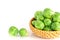 The Fresh green brussel sprouts vegetable on white background