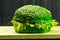 Fresh green burger on green background