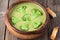 Fresh green cream broccoli soup vegan recipe in