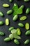 Fresh green Cucamelon on rustic stone board