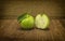 The Fresh green Guava fruit on wood background