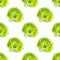 Fresh green iceberg lettuce salad leaves seamless repeat pattern on white background.