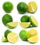 Fresh green lime fruits isolated healthy food