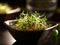 Fresh green mixed salad bowl with microgreens and herbs.Generated by AI