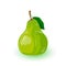 Fresh green pear with leaf. Pomaceous fruit using for cooking jellies, jams, juice, perry, cider.