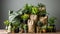 Fresh green plants bring nature indoors, enhancing modern home decor generated by AI