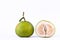 Fresh green pomelos and half pomelo peeled on white background healthy fruit food isolated