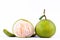 Fresh green pomelos and half pomelo on white background healthy fruit food isolated