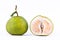 Fresh green pomelos and pomelo peeled on white background healthy fruit food isolated