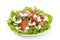 Fresh green salad with vegetables and feta, isolated