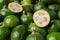 Fresh green slice of feijoa