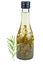 Fresh green sprigs of rosemary and apple vinegar isolated on a white