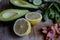 .Fresh green vegetables ready on cutting board, avocado,Cucumbers, Chia seed served in a bawl for breakfast. Gluten free meal,