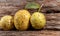 Fresh guavas on wooden background